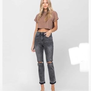 VERVET by Flying Monkey Jeanne High Rise Released Hem Slim Straight Jeans NWT 24